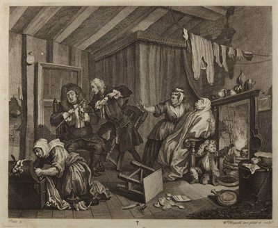 En prostituerts karriere, plansje 5 av William Hogarth