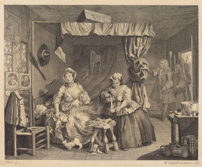 En prostituerts liv: plate 3 av William Hogarth