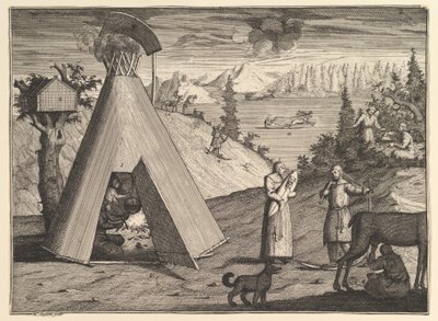 En lapphytte Aubry de La Mottrayes reiser gjennom Europa, Asia og inn i en del av..., 1723-24. av William Hogarth