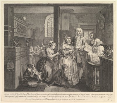 A Rakes Progress, Plate 5, 25. juni 1735. av William Hogarth