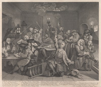 En levemanns karriere, tavle 6: Han spiller av William Hogarth