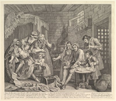 A Rakes Progress, Plate 7, 25. juni 1735. av William Hogarth