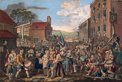 En representasjon av vaktenes mars mot Skottland i år 1745 av William Hogarth