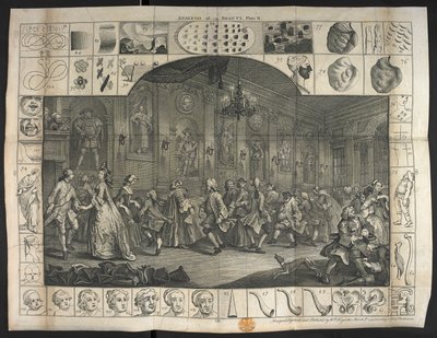 Et stort antall mennesker danser av William Hogarth