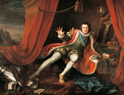 Skuespiller David Garrick (1717-1779) i tittelrollen som Richard III, av William Shakespeare (1564-1616), av William Hogarth (1697-1764), olje på lerret av William Hogarth