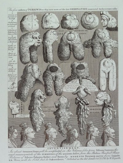 Annonse for parykker av William Hogarth