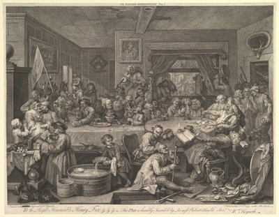 An Election Entertainment, Plate I: Four Prints of an Election, februar 1755. av William Hogarth