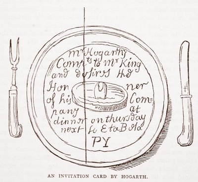 Et invitasjonskort av Hogarth av William Hogarth