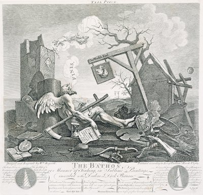 Bathos, Manner of Sinking, i Sublime Paintings inscribed to the Dealers in Dark Pictures, 1764 (etsing og gravering) av William Hogarth