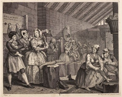 Hampebanking i Bridewell: En prostituerte kvinnes livsløp, plansje 4 av William Hogarth