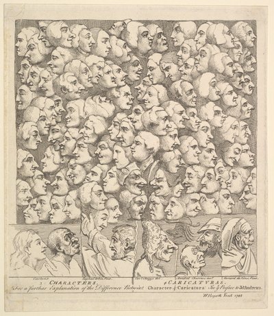 Karakterer og karikaturer, april 1743. av William Hogarth
