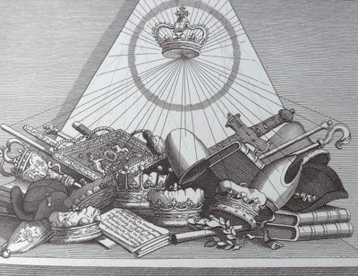 Krone, mitre, Maces, etc av William Hogarth