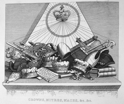 Kroner, mitrer, Maces, &c, &c, 1754 av William Hogarth