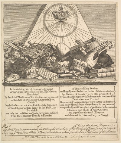Kroner, mitrer, Maces, etc., 1755. av William Hogarth