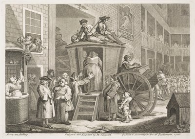 Postvognen eller gårdsplassen ved vertshuset på landet av William Hogarth