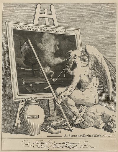 Tidens gud røyker et maleri (Time Smoking a Picture). 1761 av William Hogarth