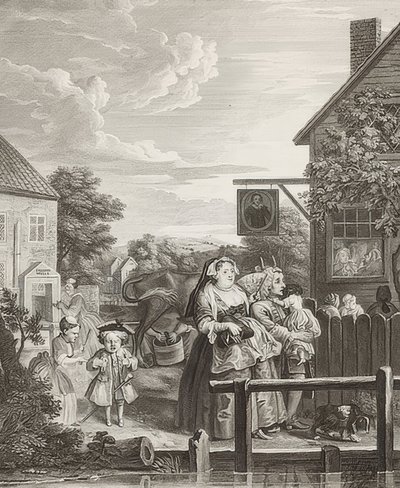 Kveld/kveld. Fra: De fire tidene på dagen / De fire tidene på dagen. 1738 av William Hogarth