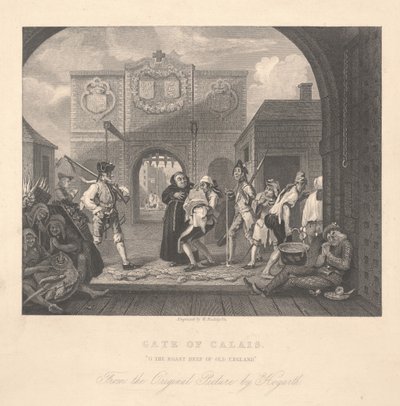 Porten til Calais, gravert av William Radclyffe (1783-1855) av William Hogarth