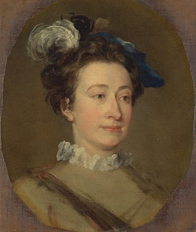 Jente i en plymet hatt, ca. 1740. av William Hogarth