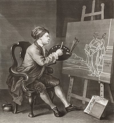 Hogarth Painting the Comic Muse / Hogarth malt die komische Muse. 1764 av William Hogarth