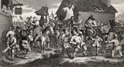 Hudibras Encounters the Skimmington, gravert av T.E. Nicholson, fra 