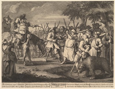 Hudibras første eventyr tolv store illustrasjoner for Samuel Butlers Hudi..., februar 1725-26. av William Hogarth