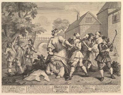Hudibras Vanquished av Trulla Tolv store illustrasjoner for Samuel Butlers ..., februar 1725-26. av William Hogarth