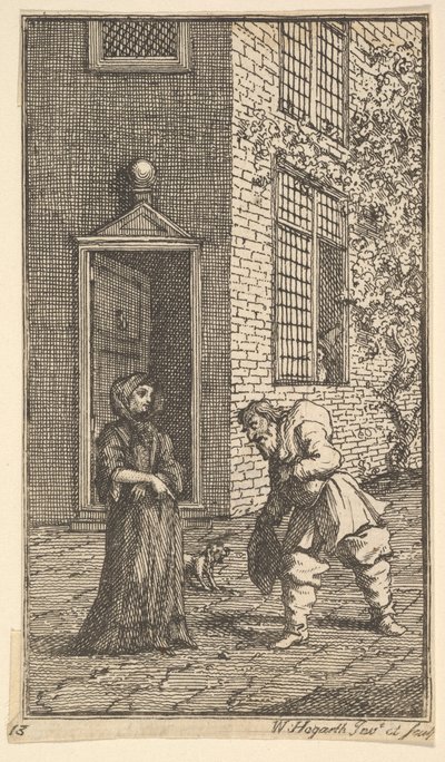 Hudibras Wooing the Widow Sytten små illustrasjoner for Samuel Butlers Hudibras..., 1721-26. av William Hogarth