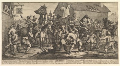 Hudibras and the Skimmington Tolv store illustrasjoner for Samuel Butlers H..., februar 1725-26. av William Hogarth