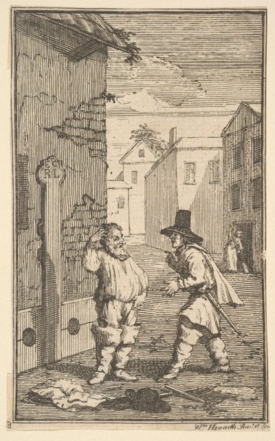 Hudibras og Ralpho diskuterer sytten små illustrasjoner for Samuel Butlers Hudibras..., 1721-26. av William Hogarth