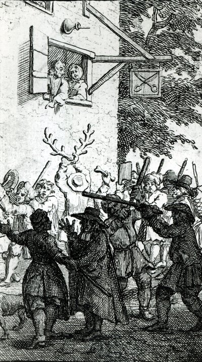 Hullabaloo mot en skredder av William Hogarth