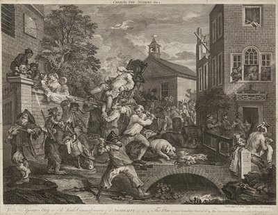 Humors of An Election (sett med fire) (gravering) av William Hogarth