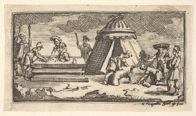 Utstedte bygg i stedet for hvete [første versjon] John Beaver, Roman Military Punishme..., etter 1725. av William Hogarth