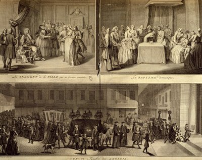Dom over ung gravid kvinne, dåp og begravelse av William Hogarth