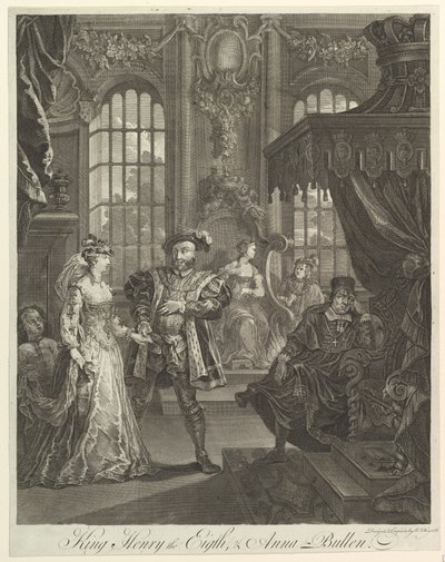 Kong Henrik den åttende og Anna Bullen, ca. 1728. av William Hogarth