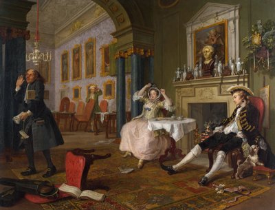 Marriage a la Mode: II - The Tete a Tete, ca. 1743 (olje på lerret) av William Hogarth
