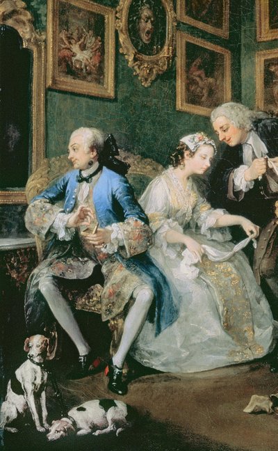 Marriage a la Mode: I - The Marriage Settlement, c.1743 olje på lerret detalj av 62692 av William Hogarth