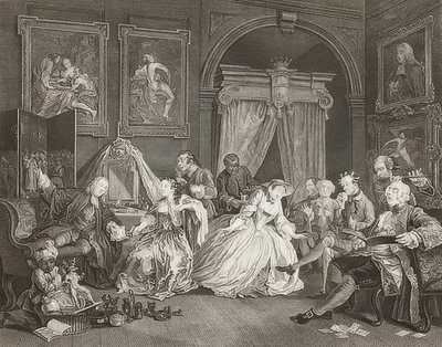 Ekteskap à la Mode / ekteskap etter mote. Ark 4: Toalettet / Grevinnens spak. 1745 (se også bilde nummer 2221) av William Hogarth