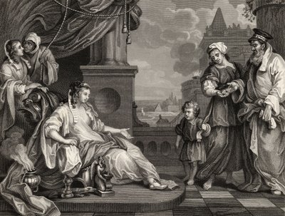 Moses før Faraos datter, fra 'The Works of William Hogarth', utgitt 1833 av William Hogarth