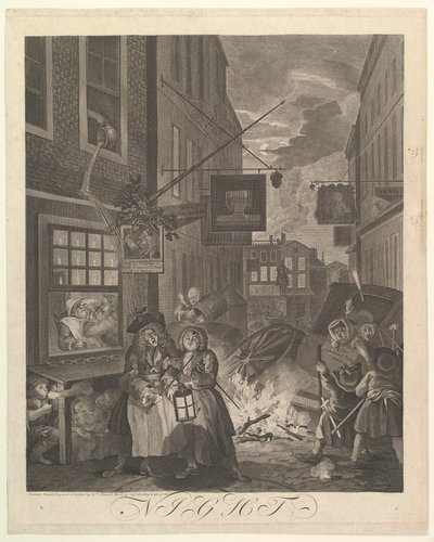 Natt de fire ganger på dagen, 25. mars 1738. av William Hogarth
