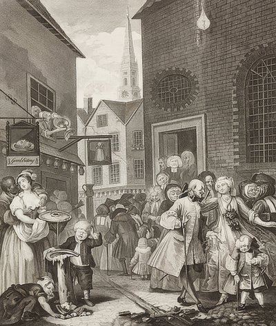 Middag / middag. Fra: De fire tidene på dagen / De fire tidene på dagen. 1738 av William Hogarth