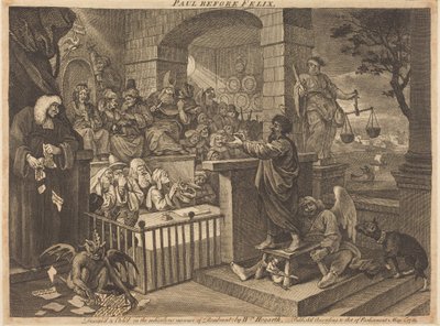 Paulus foran Felix i burlesk form av William Hogarth