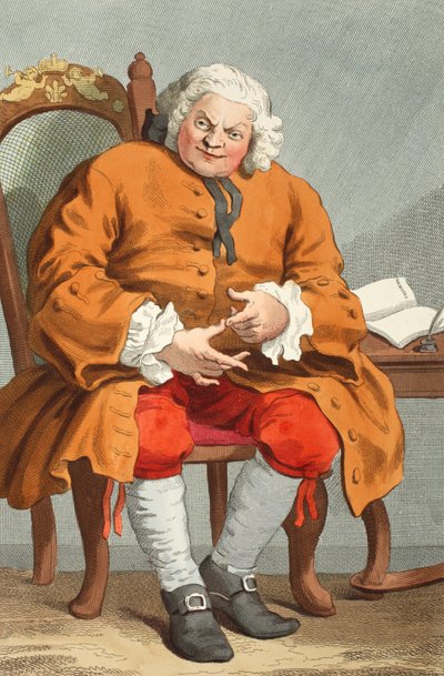 Portrett av Simon Fraser, Lord Lovat, 25. august 1746, illustrasjon fra 'Hogarth Restored: The Whole Works of the celebrated William Hogarth, re-graved by Thomas Cook', pub. 1812 (håndfarget gravering) av William Hogarth