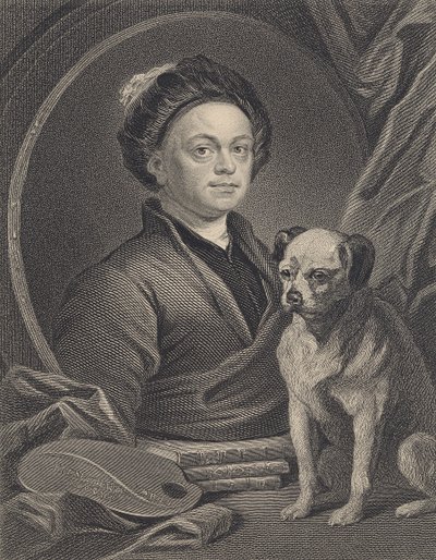 Selvportrett, gravert av J. Mollison av William Hogarth