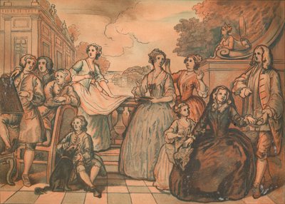 Skisse for The Jones Family Conversation Piece, 1730 av William Hogarth