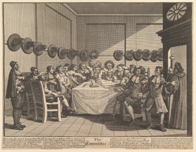 Komiteens tolv store illustrasjoner for Samuel Butlers Hudibras, plate 10, 1725-68. av William Hogarth