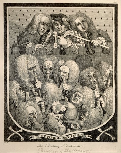 The Company of Undertakers av Georg Friedrich Haendel, karikaturgravering av William Hogarth av William Hogarth