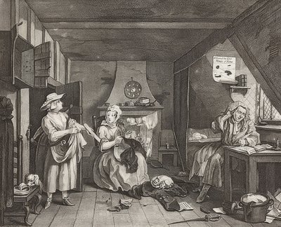 Den nødlidende poeten. 1736/40 av William Hogarth