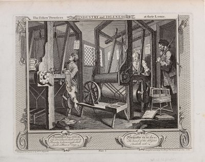 The Fellow 'Prentices at their Looms. Serien Industri og lediggang, 1747. av William Hogarth