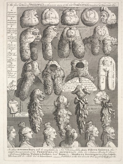 The Five Orders of the Perriwigs, 15. oktober av William Hogarth